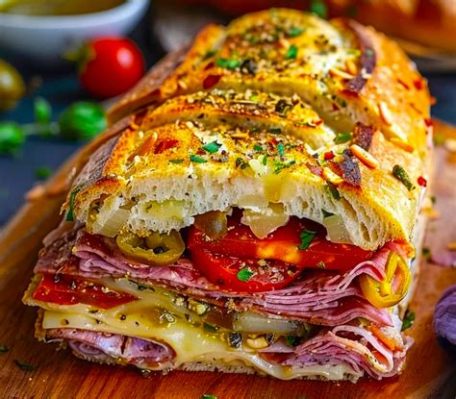   Muffuletta, een overheerlijk Italiaans-Amerikaans sandwichfeest vol met pikante en frisse smaken!